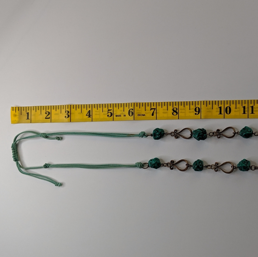 Costume Jade /Bronze Adjustable Statement Necklace - Picture 10 of 10